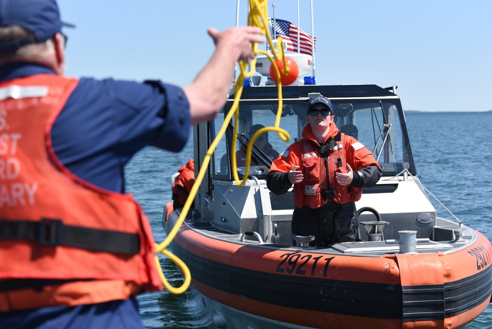 Coast Guard reserve members conduct boat crew training