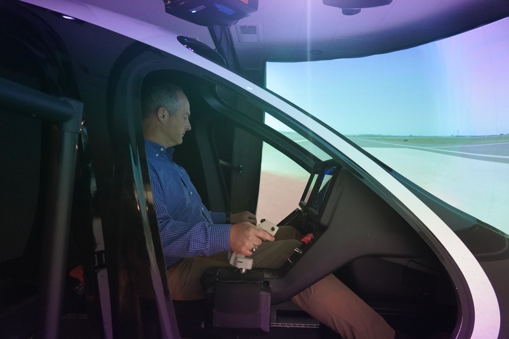 USAFA Instructor demos the latest eVTOL flight simulator