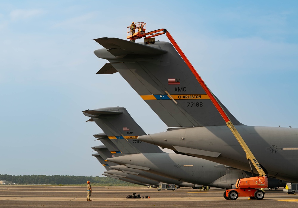 Team Charleston Maintainers prepare C-17 for Mobility Guardian 2023