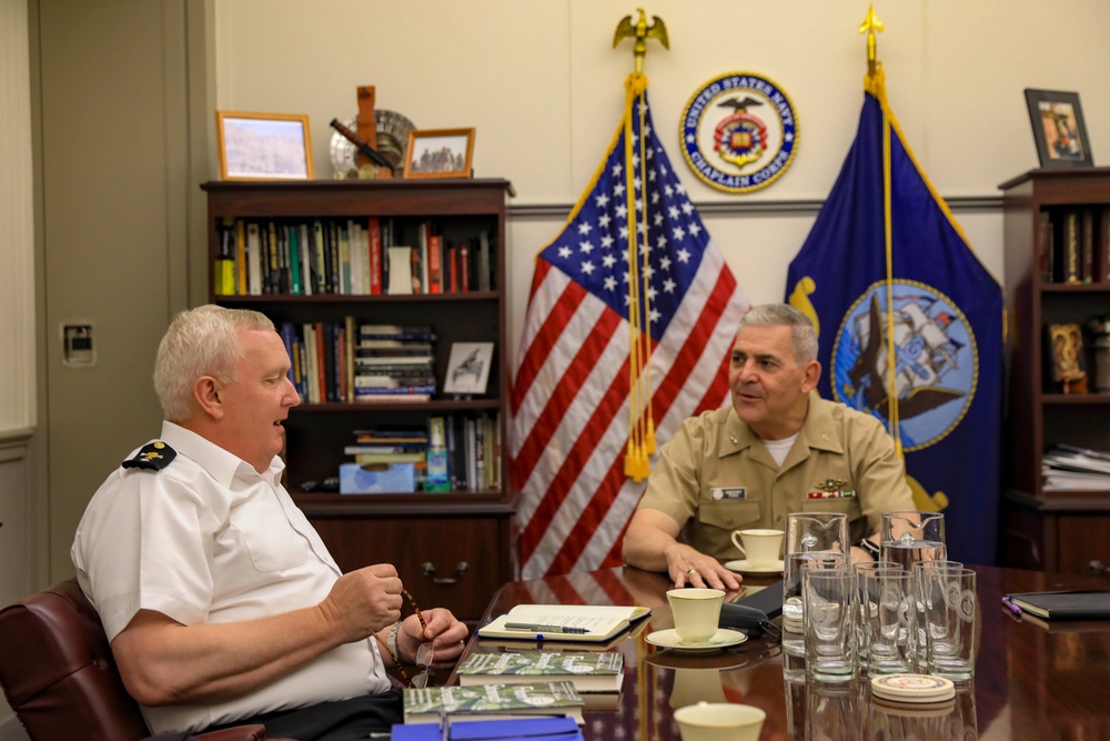 U.S. Navy Chief of Chaplains, RADM Gregory N. Todd Meets with The Venerable Andrew Hillier, Royal Navy, Chaplain of the Fleet and Honorary Chaplain to His Majesty King Charles III