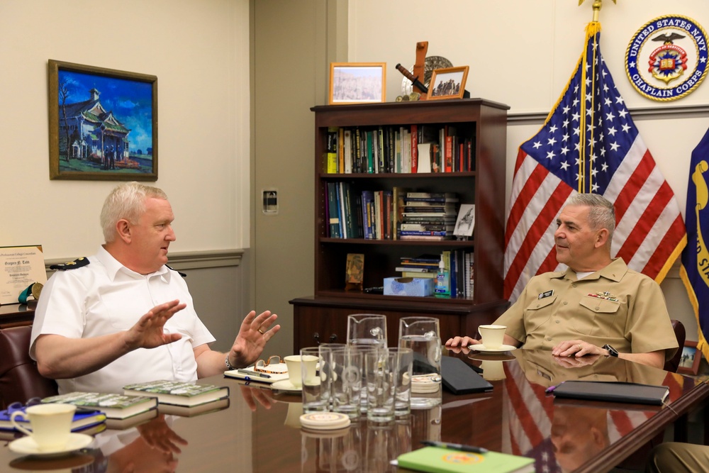 U.S. Navy Chief of Chaplains, RADM Gregory N. Todd Meets with The Venerable Andrew Hillier, Royal Navy, Chaplain of the Fleet and Honorary Chaplain to His Majesty King Charles III