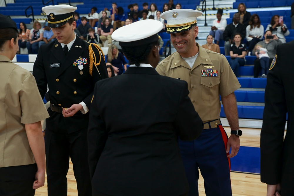 Baton Rouge Marines inspect cadets at West Feliciana High School NJROTC 2023 Annual Military Inspection