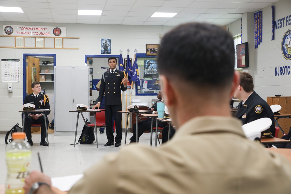 Baton Rouge Marines inspect cadets at West Feliciana High School NJROTC 2023 Annual Military Inspection