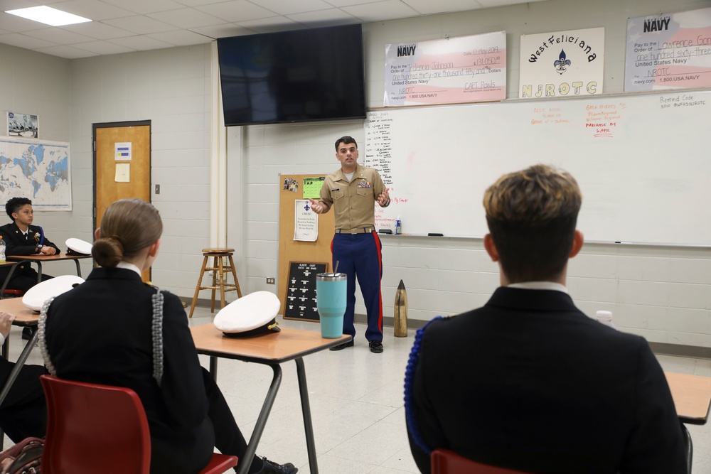 Baton Rouge Marines inspect cadets at West Feliciana High School NJROTC 2023 Annual Military Inspection