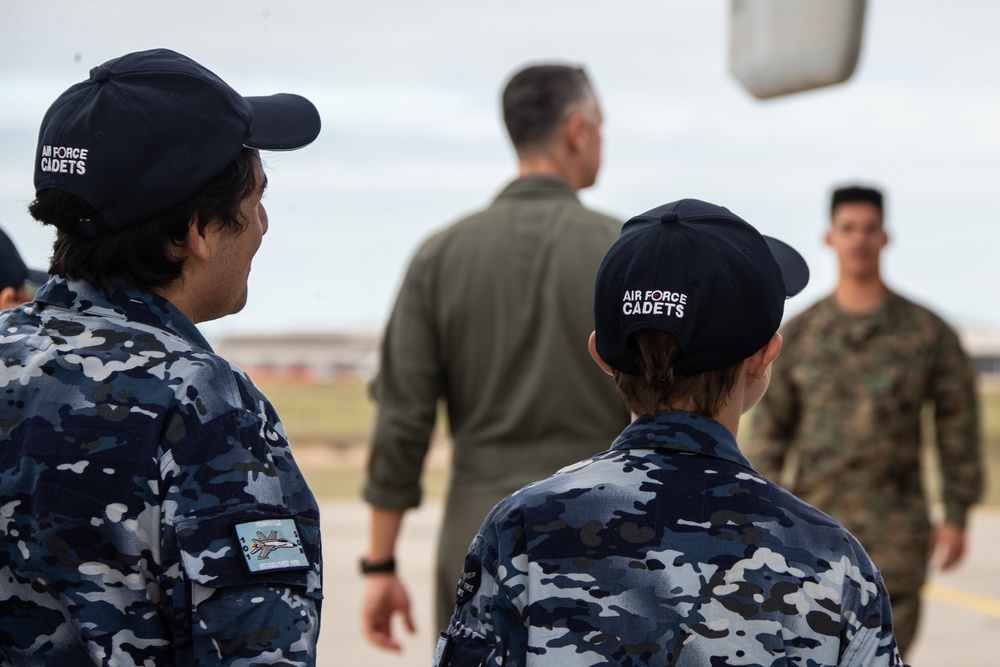 Australian Cadets get to interact with U.S. Marine MV-22B Osprey