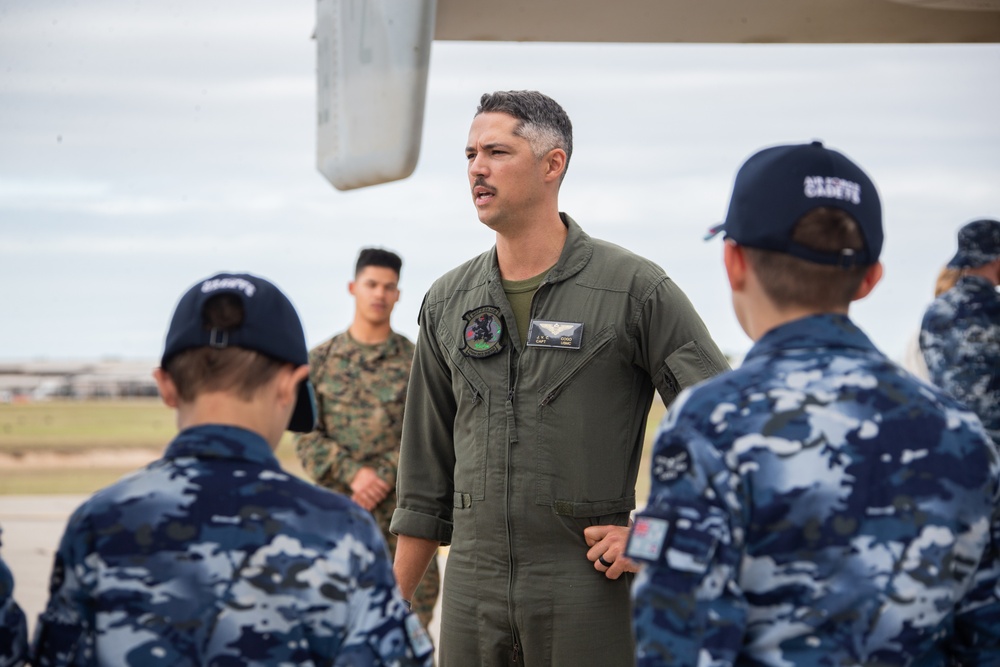 Australian Cadets get to interact with U.S. Marine MV-22B Osprey