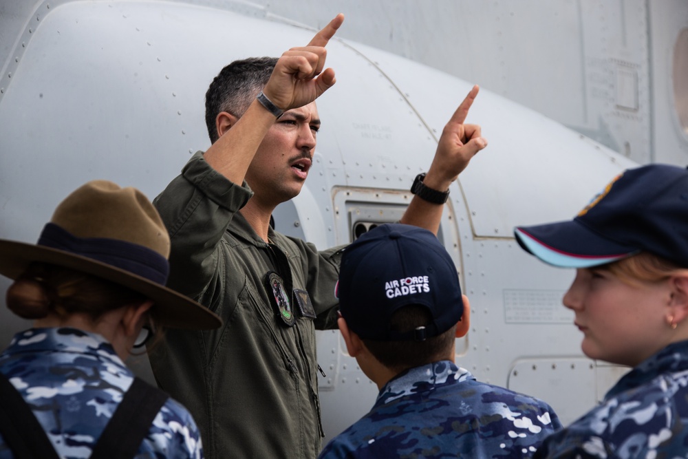 Australian Cadets get to interact with U.S. Marine MV-22B Osprey