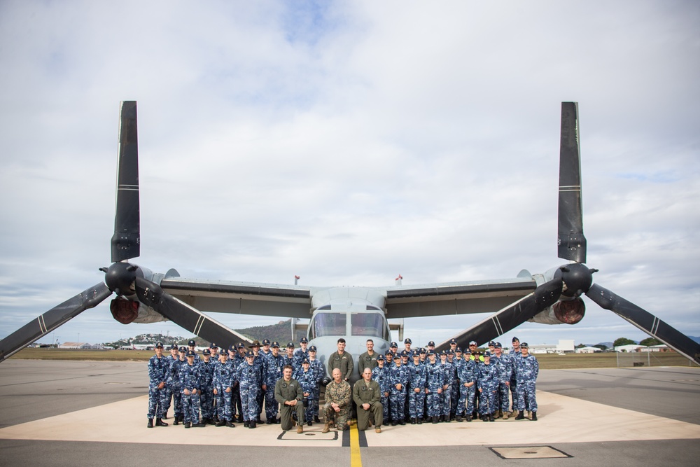 Australian Cadets get to interact with U.S. Marine MV-22B Osprey