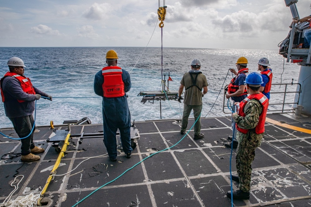 USNS BURLINGTON launches unmanned vehicle