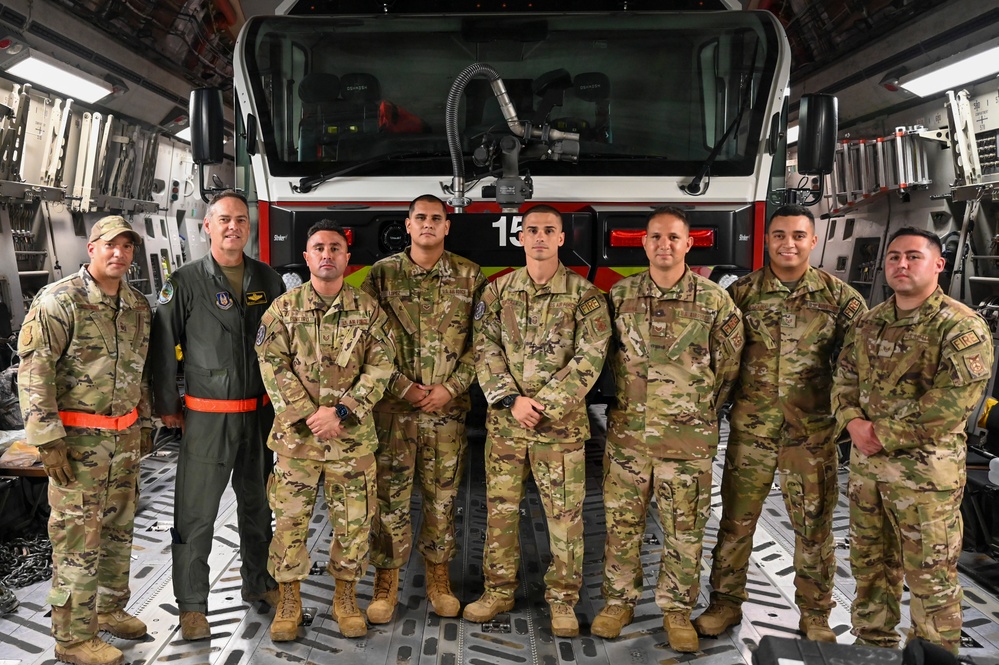 Reserve aircrew transports firetruck for Patriot Fury