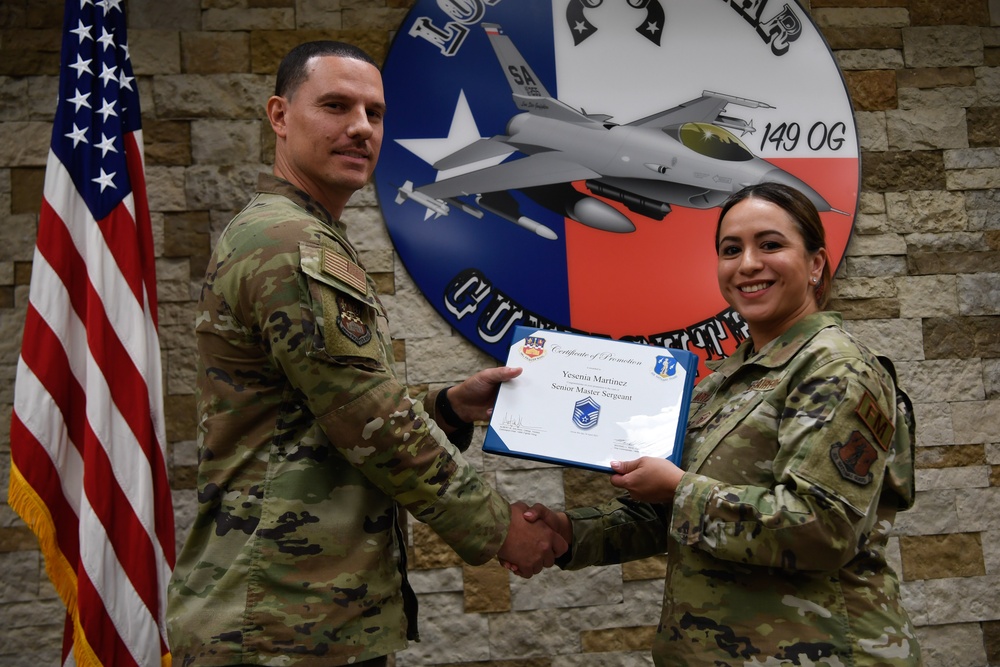 149 FW SMSgt. Martinez's Promotion