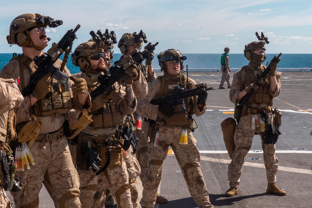 The MRF conducts a VBSS exercise aboard the USS New Orleans