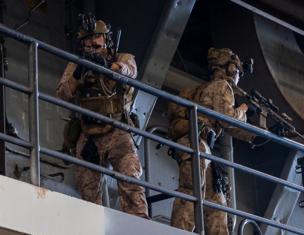 The MRF conducts a VBSS exercise aboard the USS New Orleans