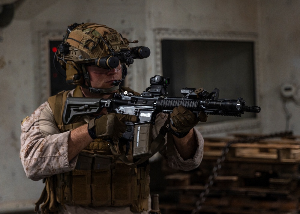 The MRF conducts a VBSS exercise aboard the USS New Orleans