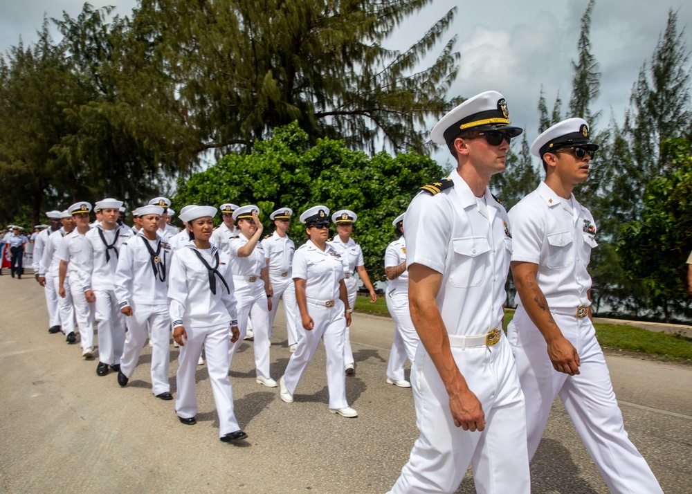 Sailors from USS John Finn March in Liberation Day Parade during Saipan Port Visit