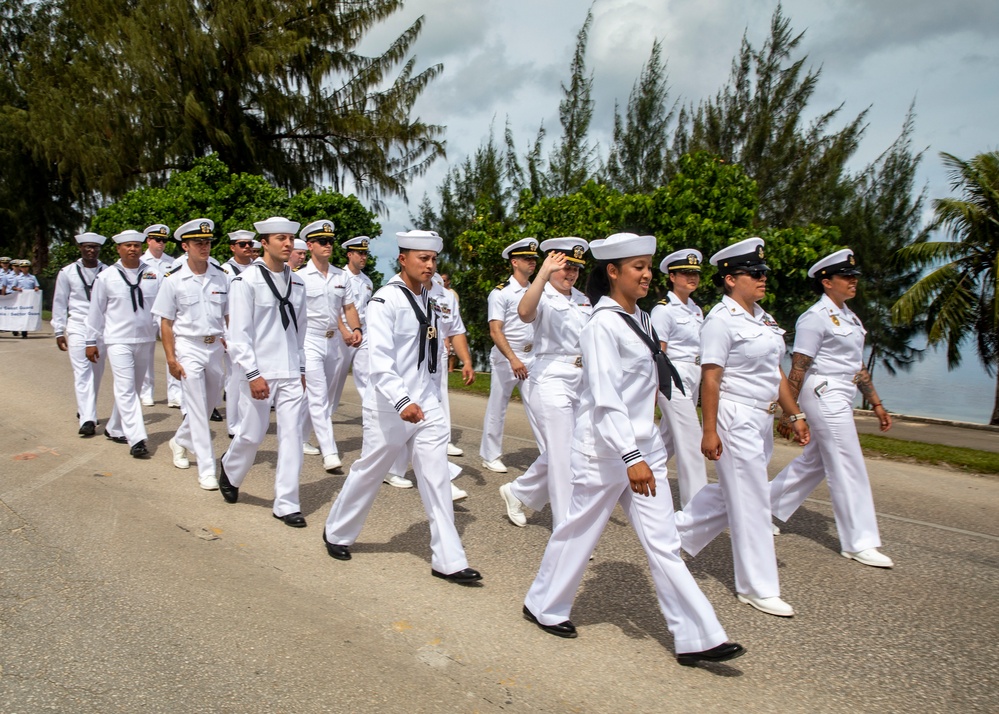 Sailors from USS John Finn March in Liberation Day Parade during Saipan Port Visit