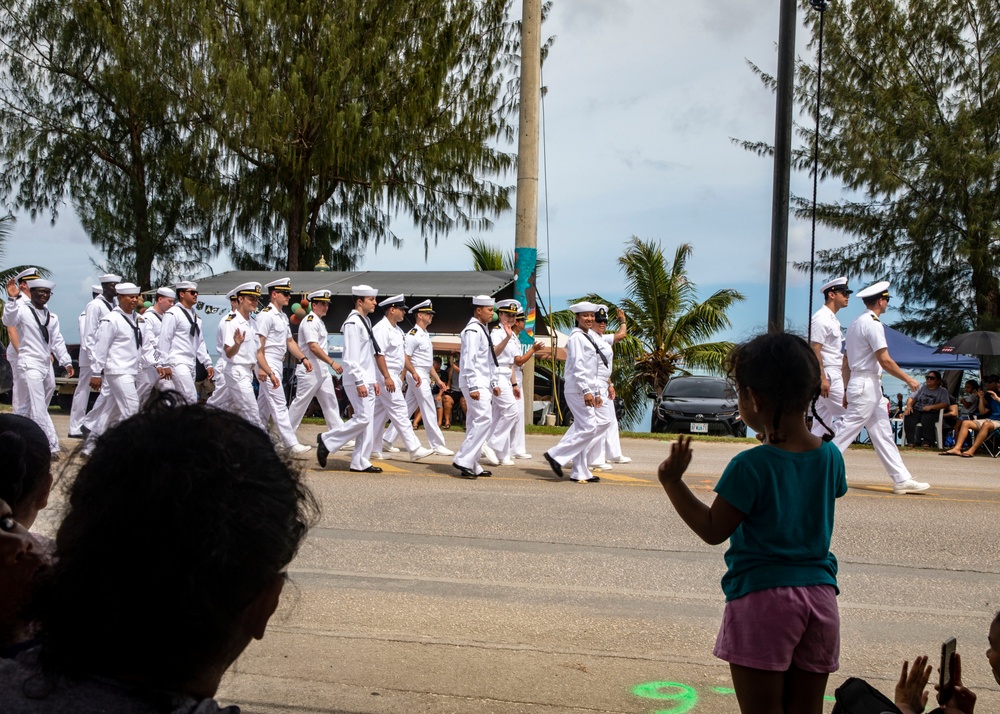 Sailors from USS John Finn March in Liberation Day Parade during Saipan Port Visit