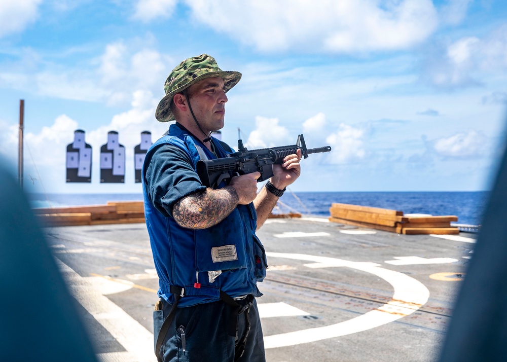 Sailors Aboard USS John Finn (DDG 113) Conduct Small-Arms Re-Qualifications