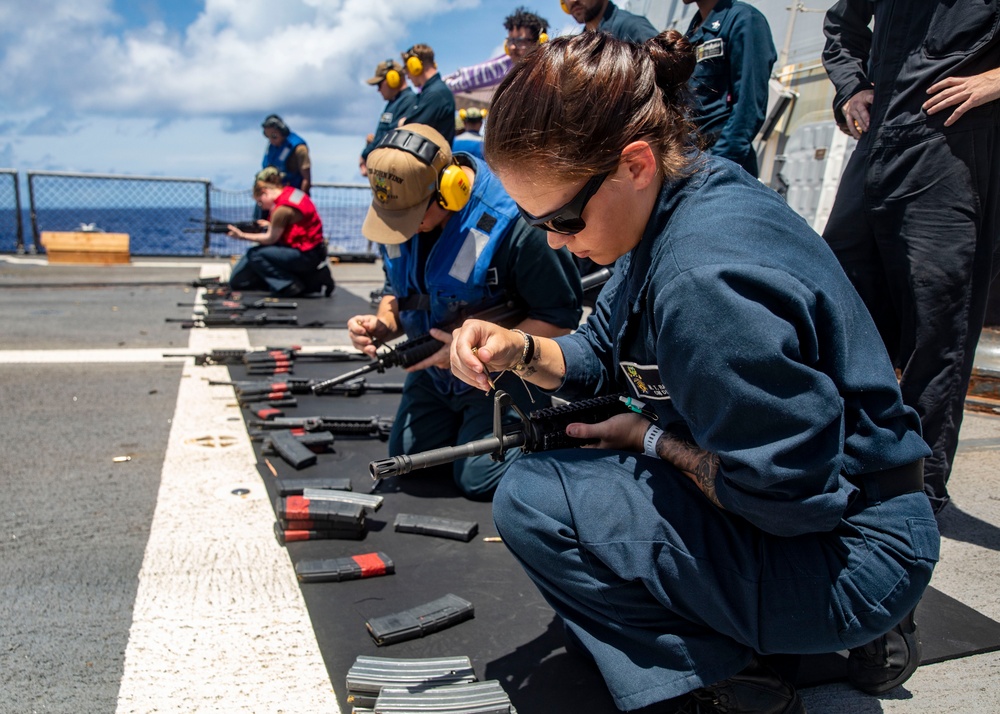 Sailors Aboard USS John Finn (DDG 113) Conduct Small-Arms Re-Qualifications