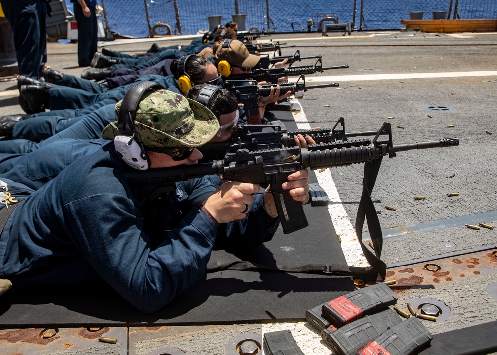 Sailors Aboard USS John Finn (DDG 113) Conduct Small-Arms Re-Qualifications