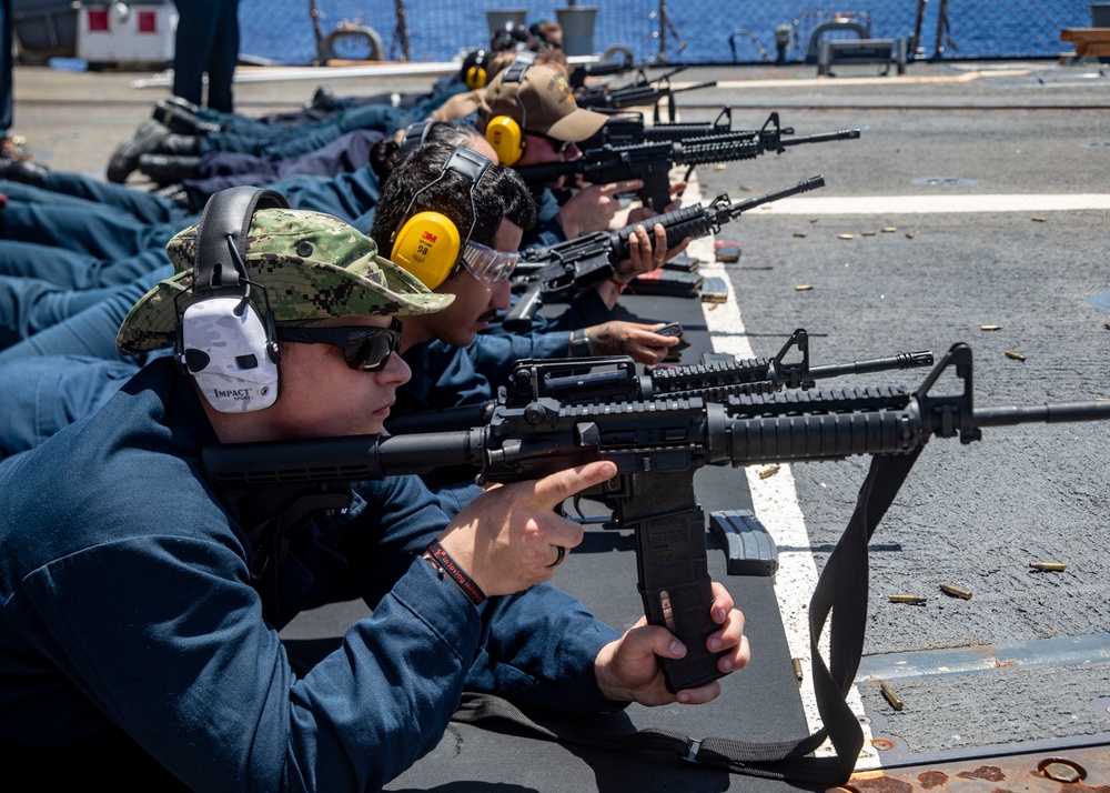 Sailors Aboard USS John Finn (DDG 113) Conduct Small-Arms Re-Qualifications