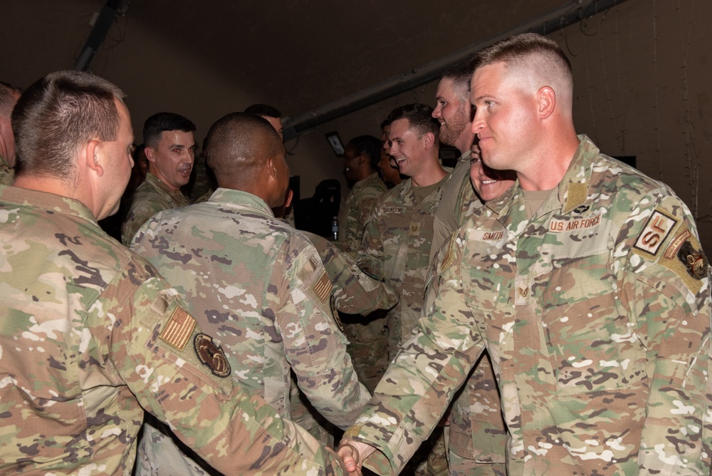 Team PSAB celebrates during Tech. Sgt. Release Party