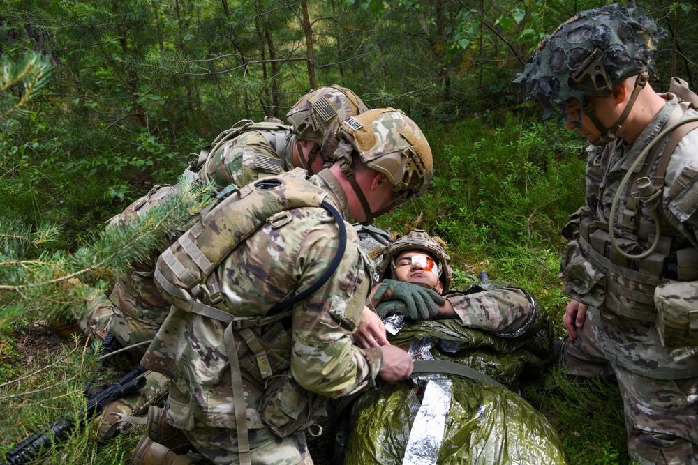 Sky Soldiers compete during Bayonet Week