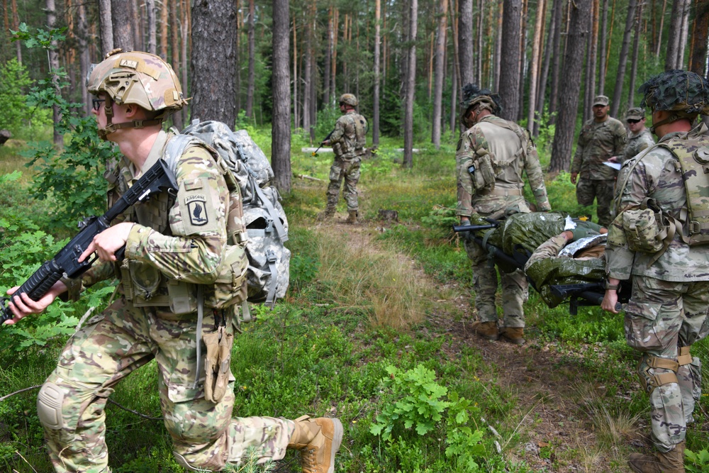 Sky Soldiers compete during Bayonet Week