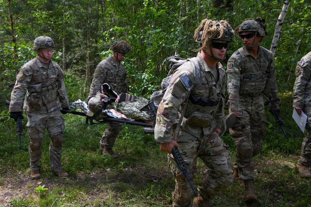 Sky Soldiers compete during Bayonet Week