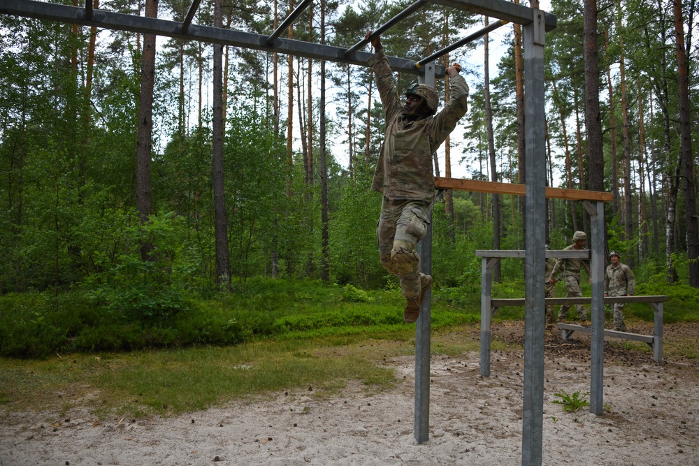 Sky Soldiers compete during Bayonet Week