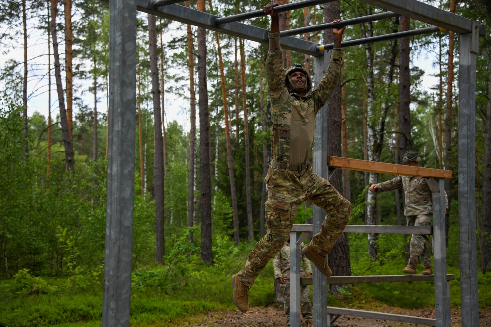 Sky Soldiers compete during Bayonet Week