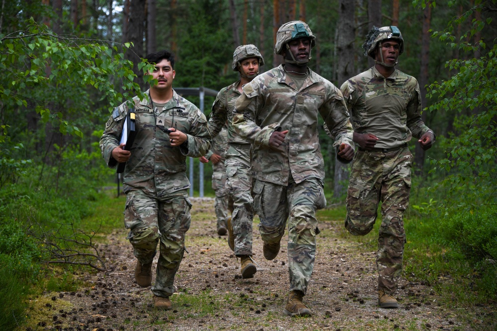 Sky Soldiers compete during Bayonet Week