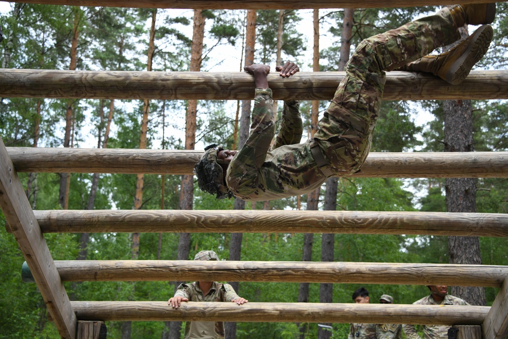 Sky Soldiers compete during Bayonet Week