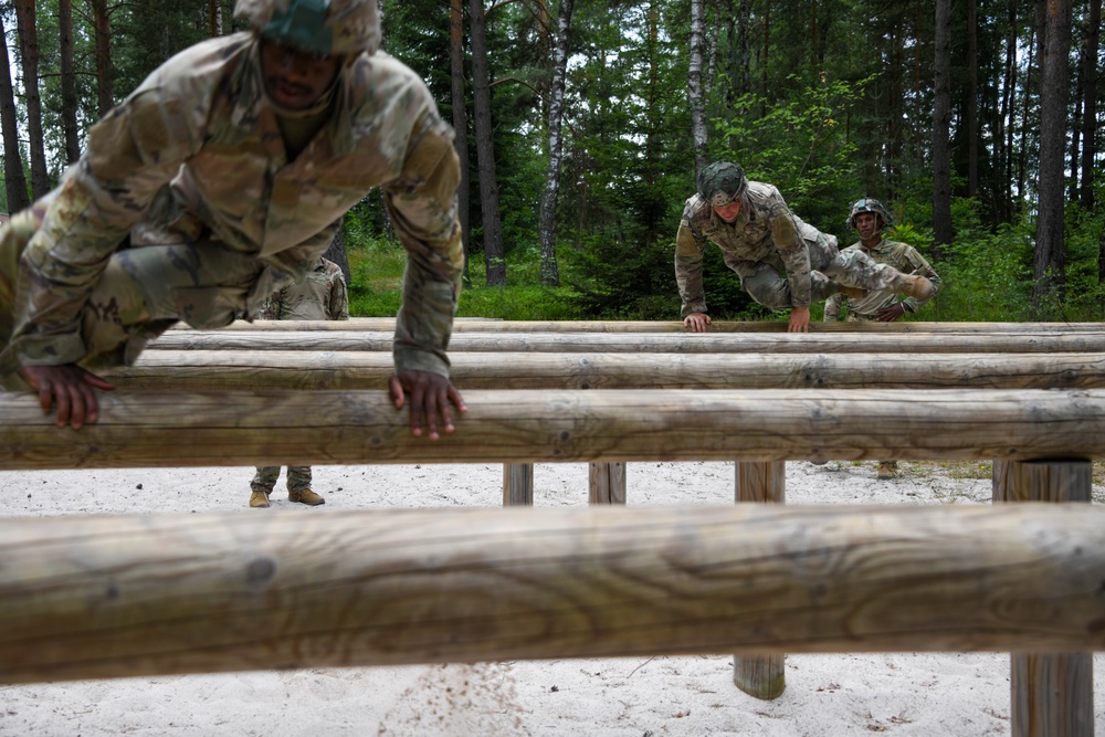 Sky Soldiers compete during Bayonet Week