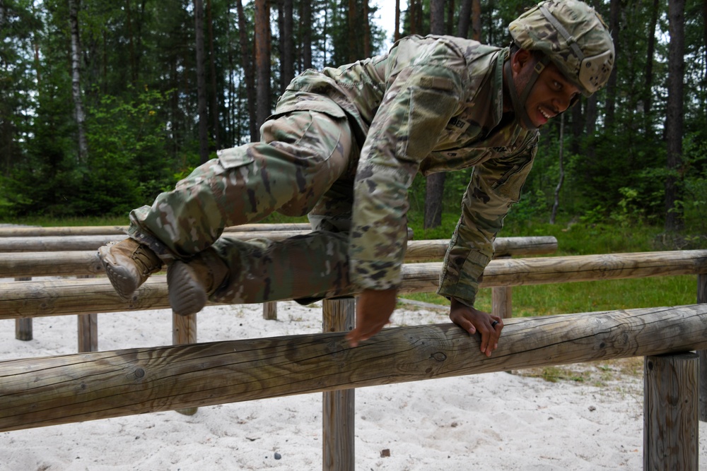 Sky Soldiers compete during Bayonet Week
