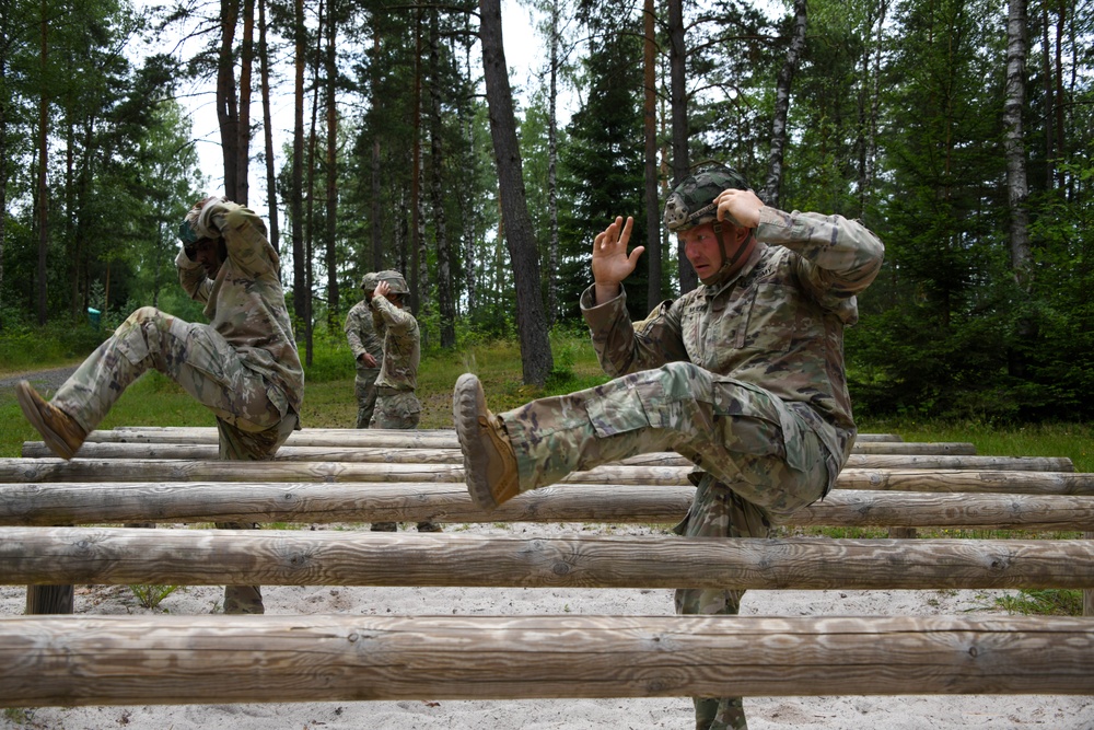 Sky Soldiers compete during Bayonet Week