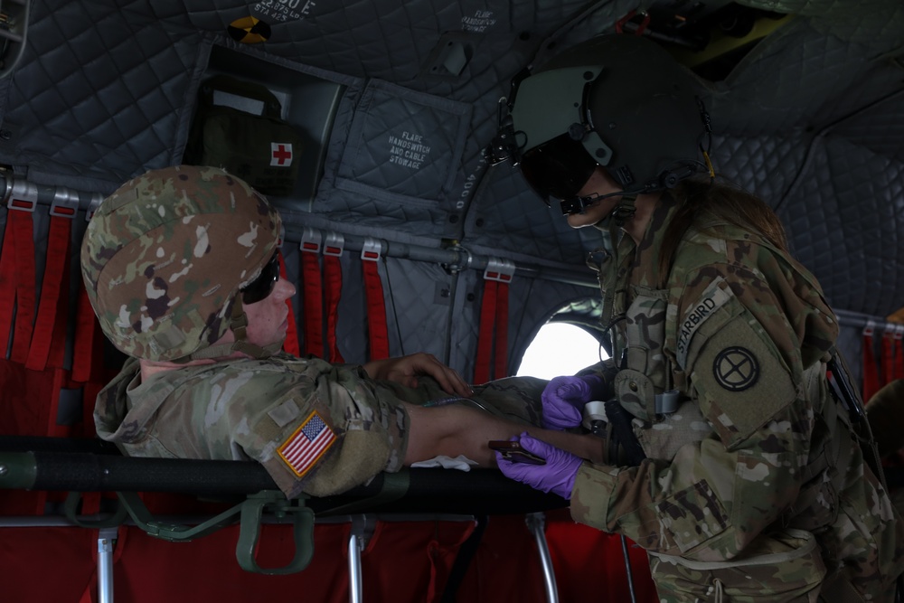 Soldiers throughout the 34th ECAB rehearse 9-Line MEDEVAC procedures on Camp Ripley