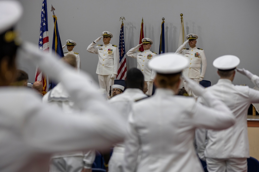Capt. Grant Wallace relinquishes command to Capt. Daniel Clark