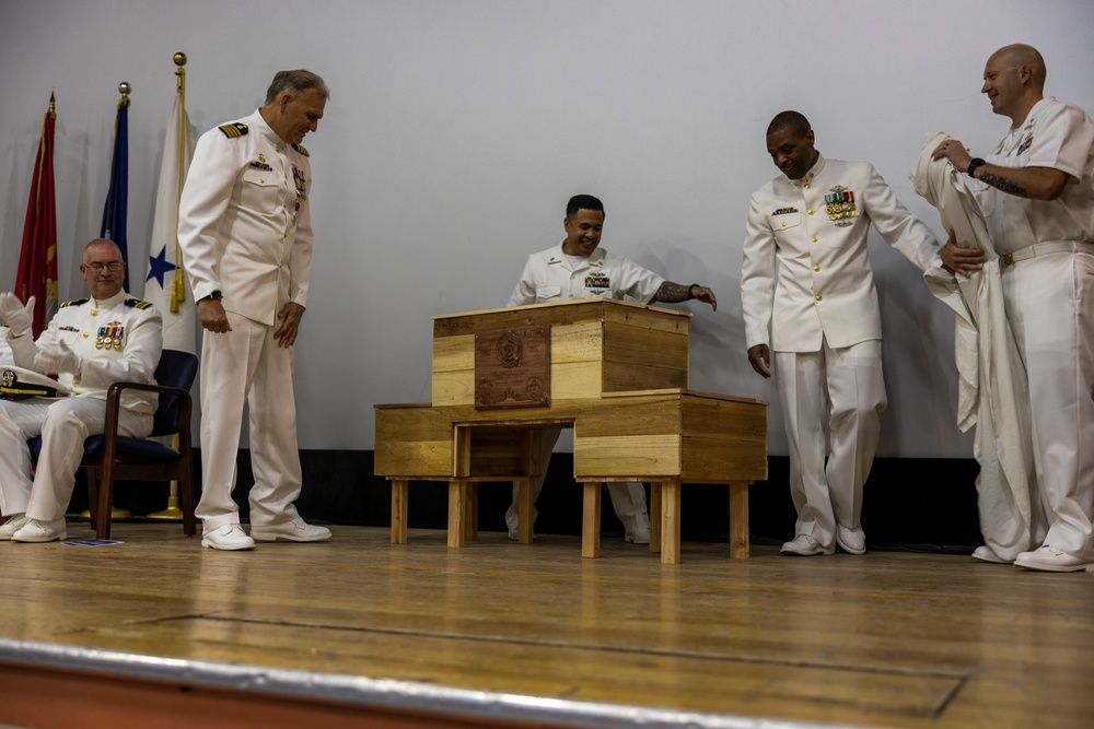 Capt. Grant Wallace relinquishes command to Capt. Daniel Clark