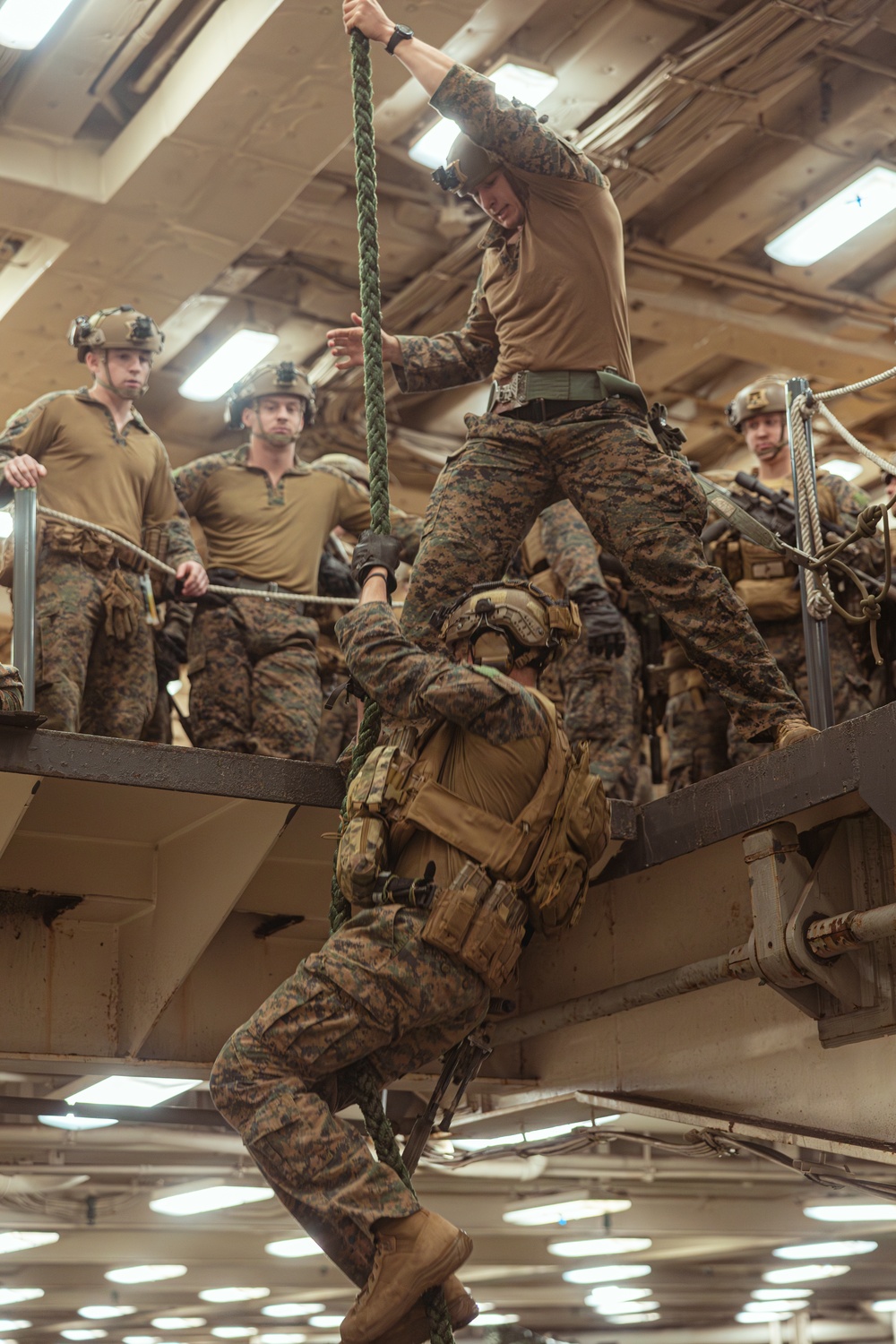 Fast Roping, Caving Ladder Drills Aboard USS Green Bay