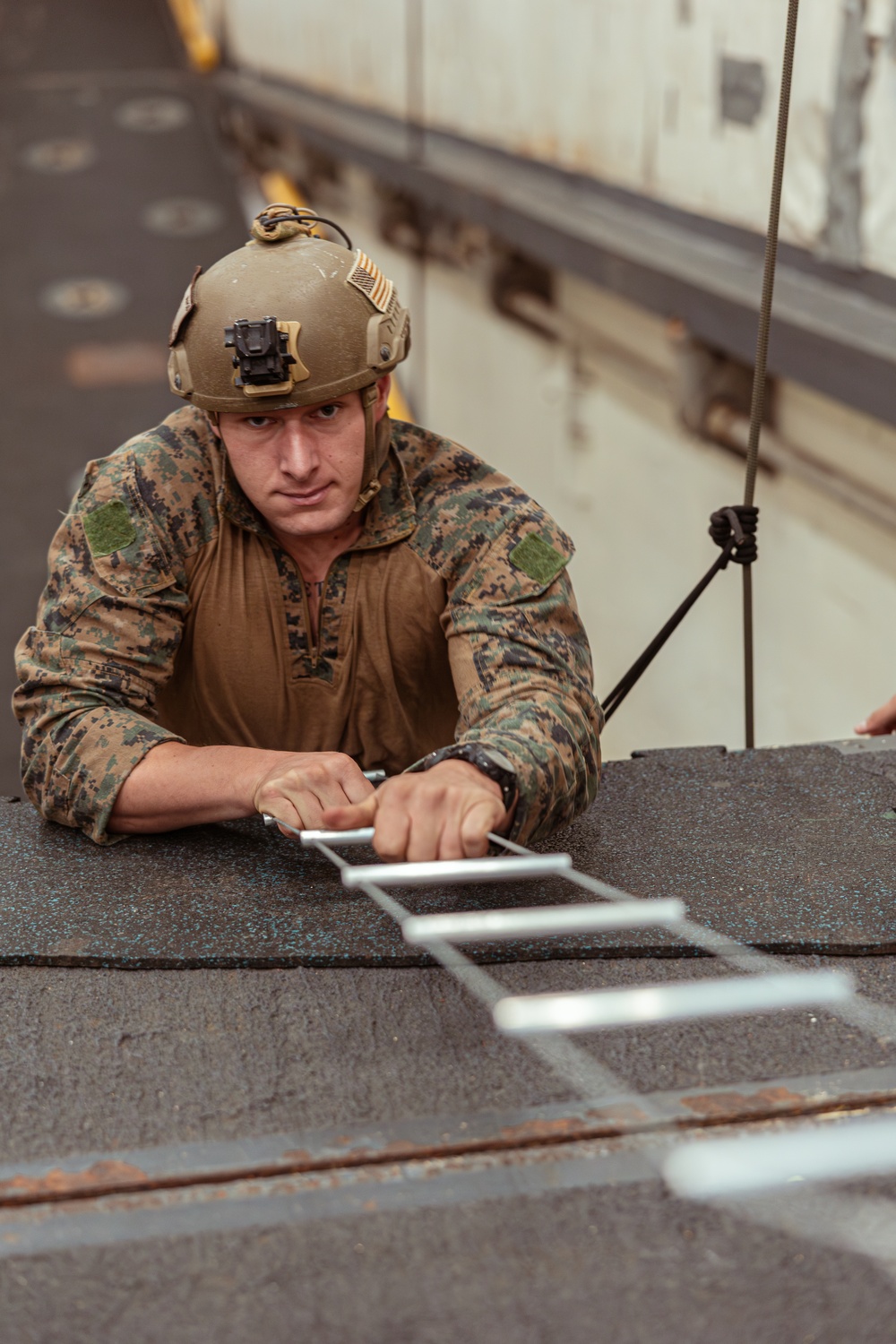 Fast Roping, Caving Ladder Drills Aboard USS Green Bay