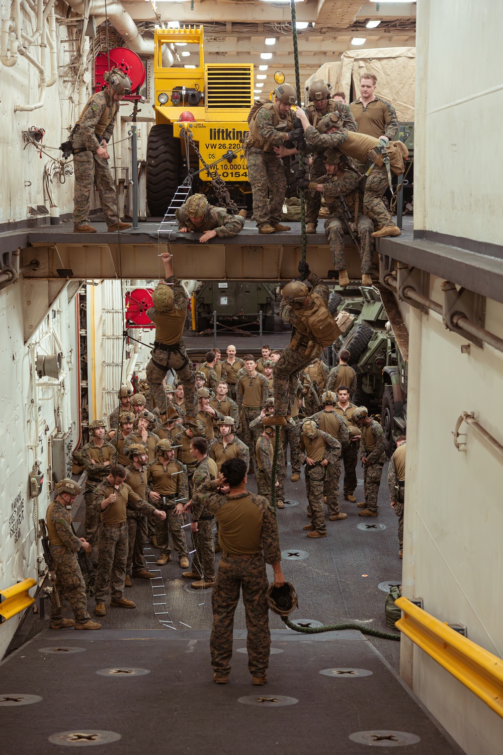Fast Roping, Caving Ladder Drills Aboard USS Green Bay