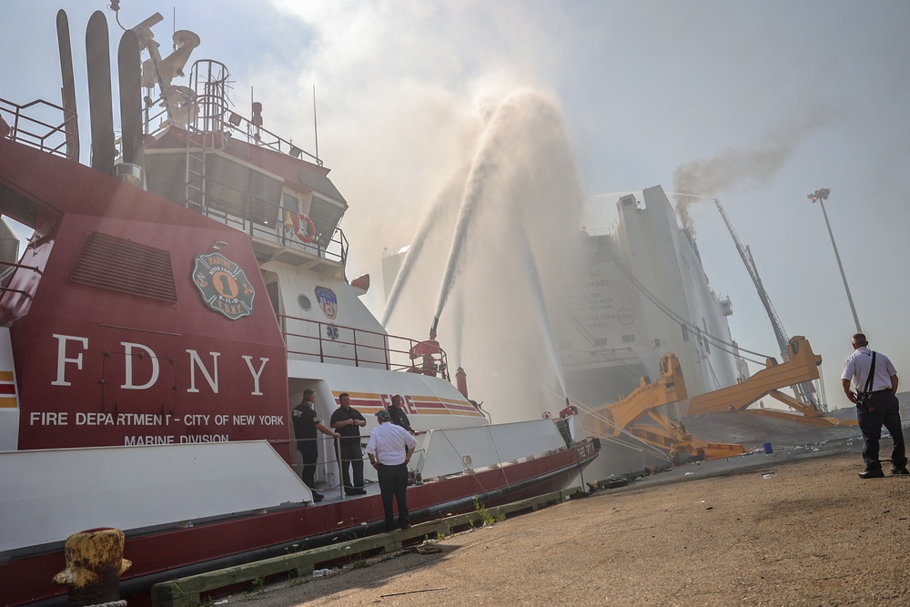 Unified Command responds to fire on the motor vessel Grande Costa D’Avorio at Port Newark