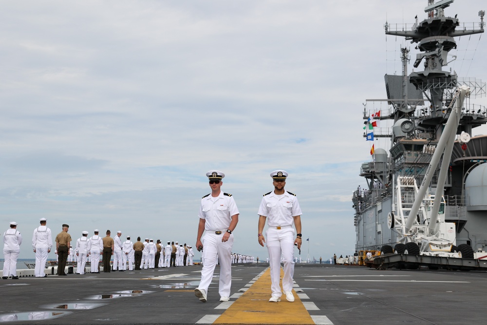 Bataan Sailors man the rails