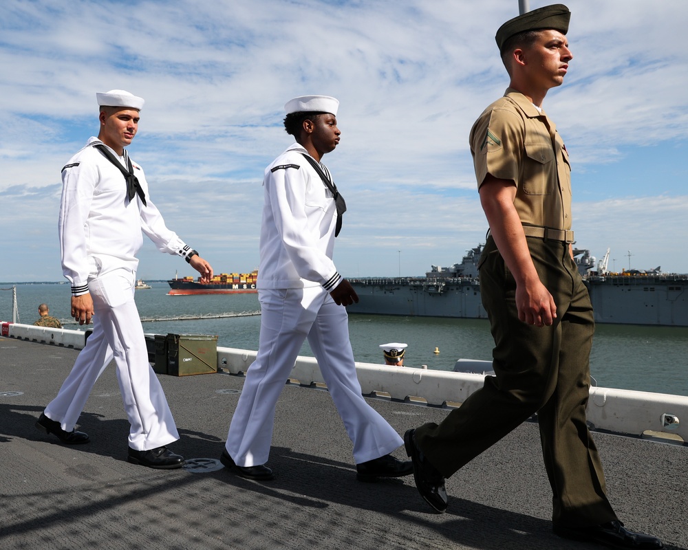 Bataan Sailors man the rails