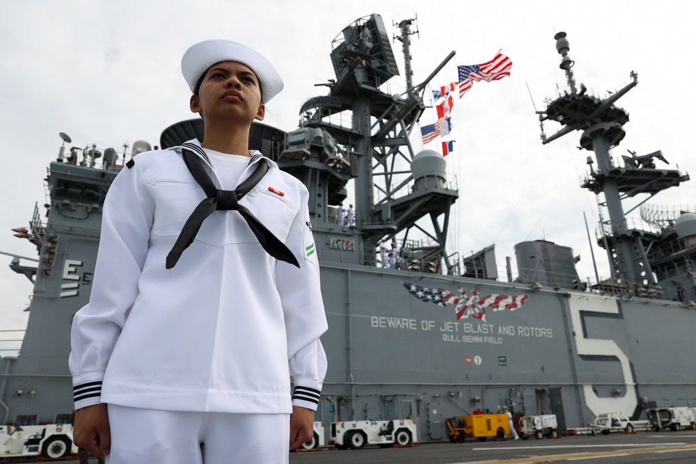 Bataan Sailors man the rails