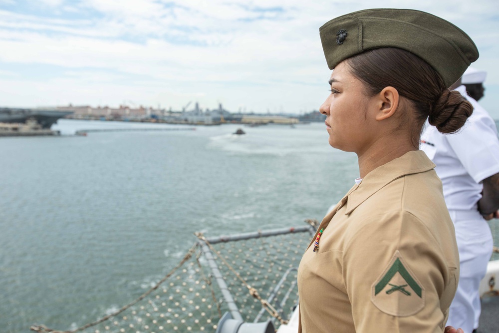 Man the Rails: BAT ARG/26th MEU(SOC) Departs Norfolk For Deployment