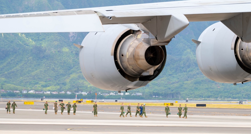 Airmen partnered with U.S. Marine Corps to load a C-17 Globemaster