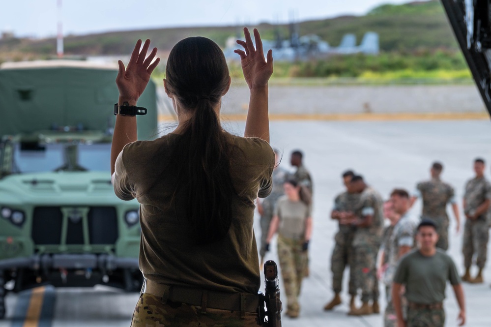 Airmen partnered with U.S. Marine Corps to load a C-17 Globemaster