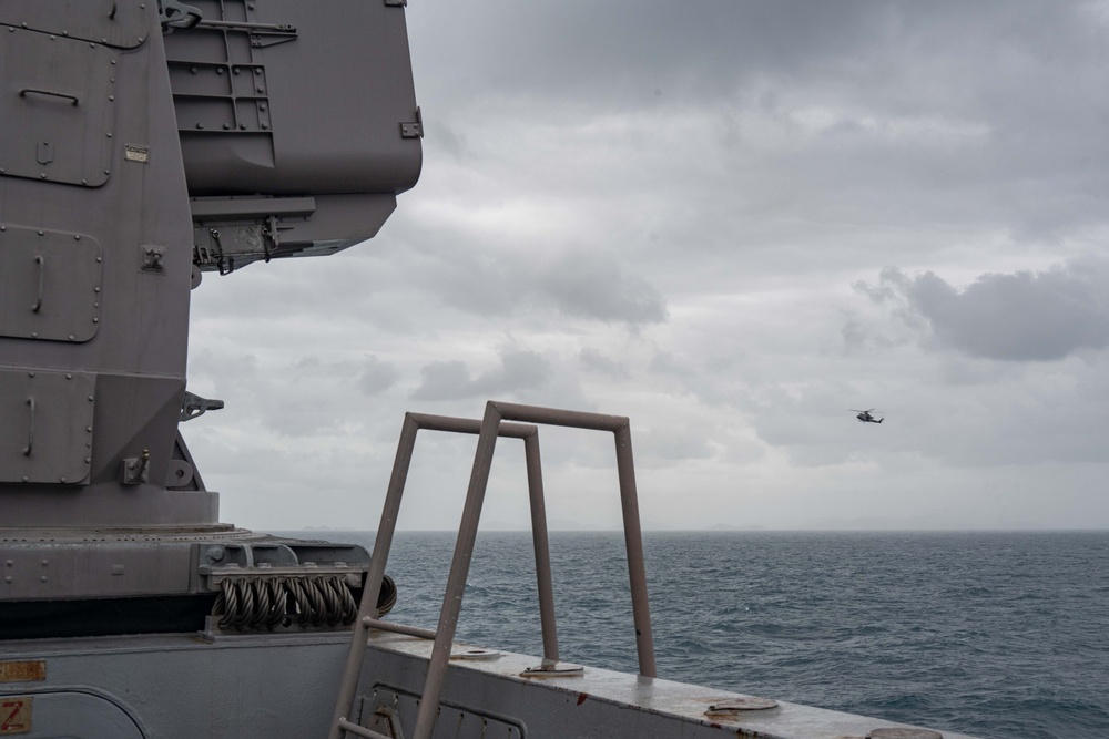 Flight Operations with Cobra and Huey Helicopters aboard USS New Orleans July 3, 2023